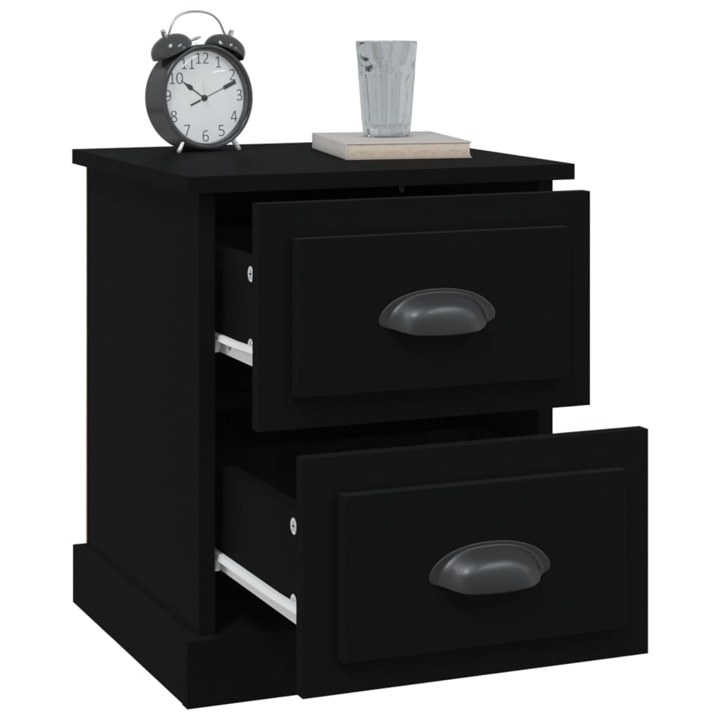 Nachtkastjes 2 St 39X39X47,5 Cm Bewerkt Hout Zwart