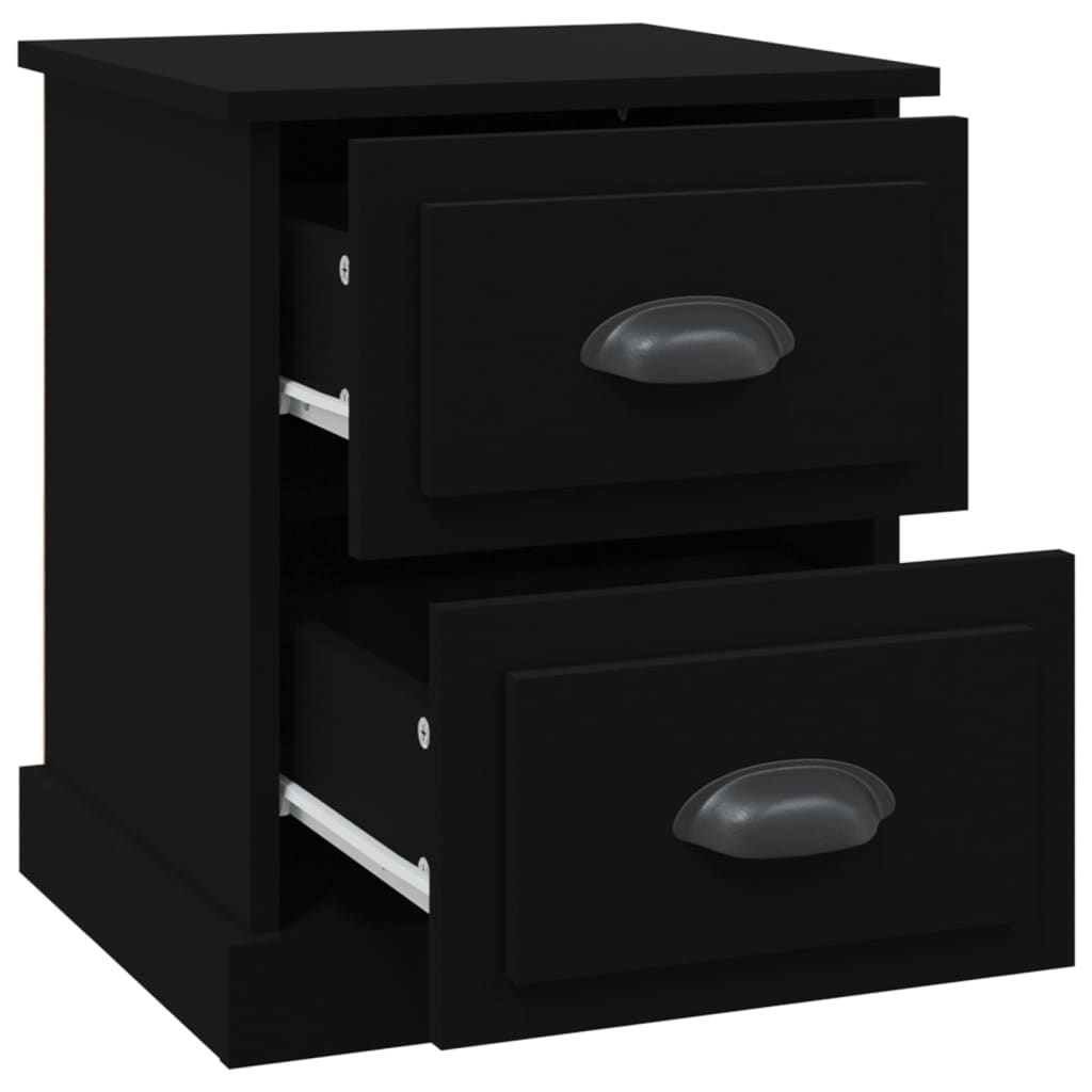 Nachtkastjes 2 St 39X39X47,5 Cm Bewerkt Hout Zwart