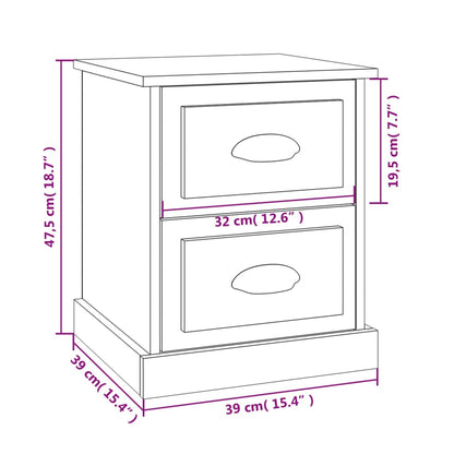 Nachtkastjes 2 St 39X39X47,5 Cm Bewerkt Hout Zwart