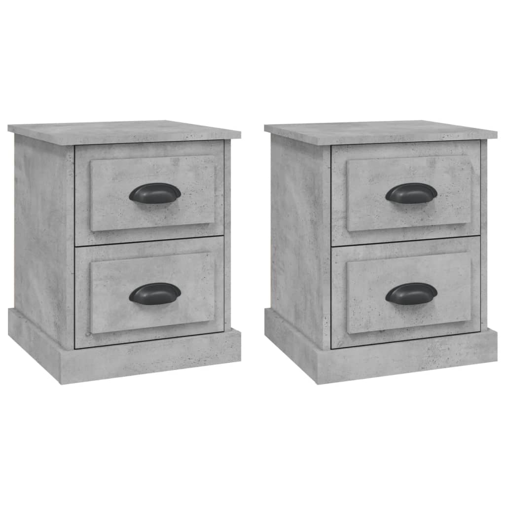 Nachtkastjes 2 St 39X39X47,5 Cm Bewerkt Hout Betongrijs