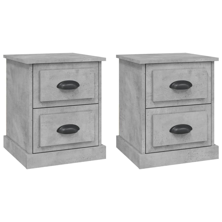 Nachtkastjes 2 St 39X39X47,5 Cm Bewerkt Hout Betongrijs