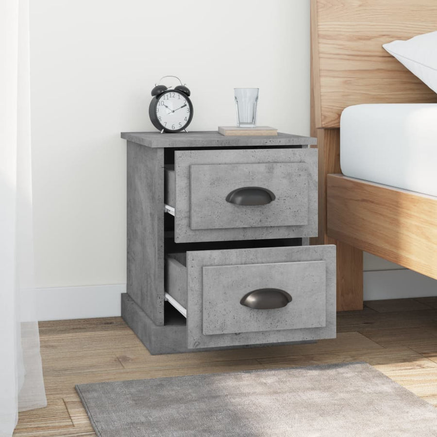 Nachtkastjes 2 St 39X39X47,5 Cm Bewerkt Hout Betongrijs
