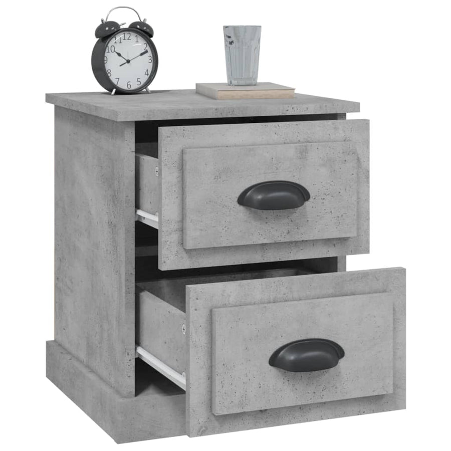 Nachtkastjes 2 St 39X39X47,5 Cm Bewerkt Hout Betongrijs