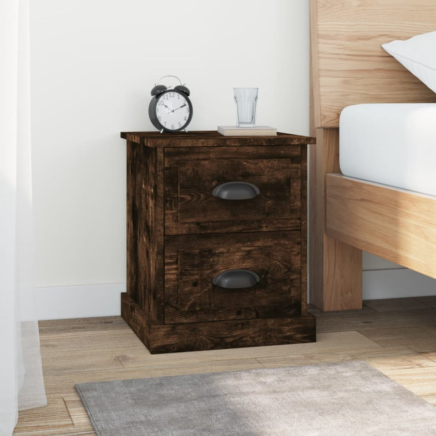 Nachtkastje 39X39X47,5 Cm Bewerkt Hout Gerookt Eiken