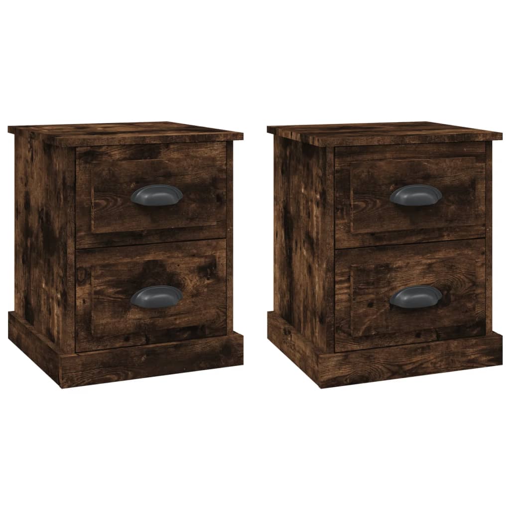 Nachtkastjes 2 St 39X39X47,5 Cm Bewerkt Hout Gerookt Eikenkleur