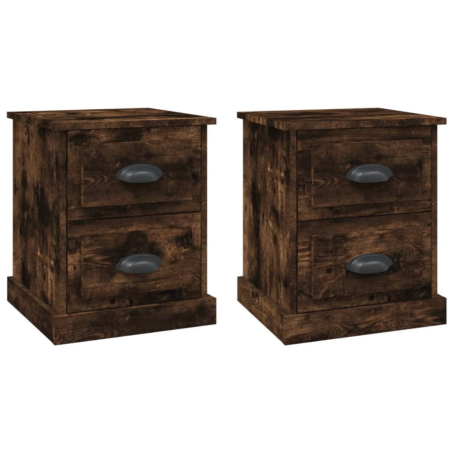 Nachtkastjes 2 St 39X39X47,5 Cm Bewerkt Hout Gerookt Eikenkleur