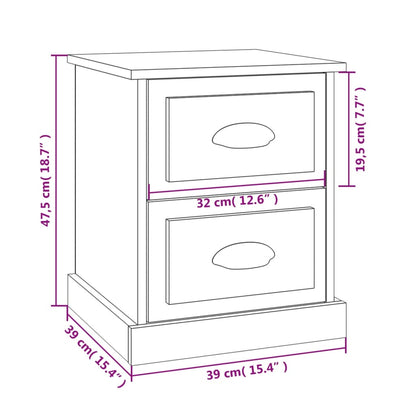 Nachtkastjes 2 St 39X39X47,5 Cm Bewerkt Hout Grijs Sonoma Eiken