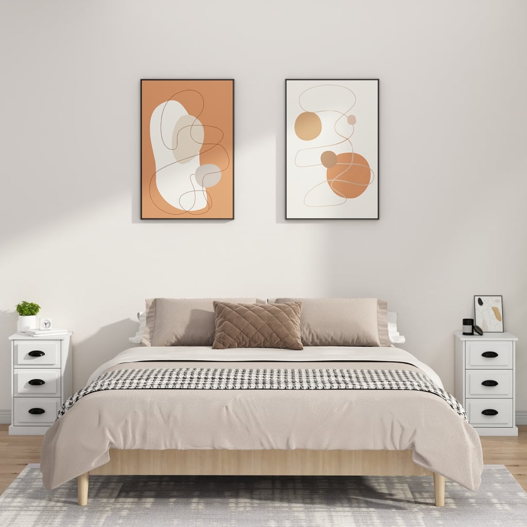 Nachtkastje 39X39X67 Cm Bewerkt Hout Wit