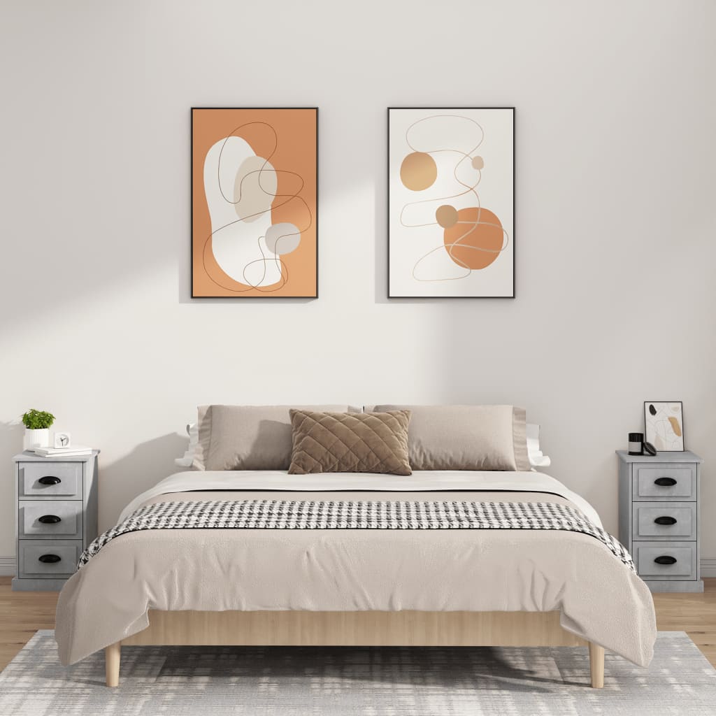 Nachtkastje 39X39X67 Cm Bewerkt Hout Betongrijs