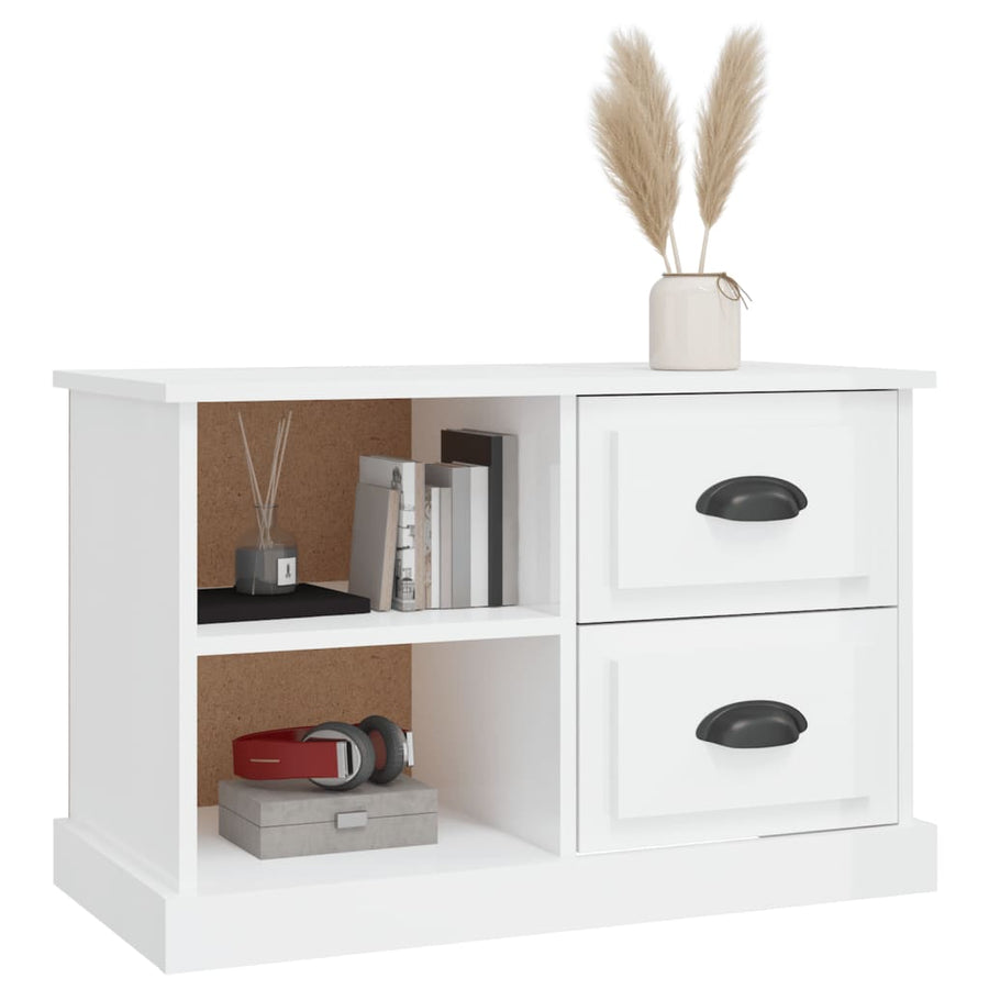 Tv-meubel 73x35,5x47,5 cm bewerkt hout hoogglans wit