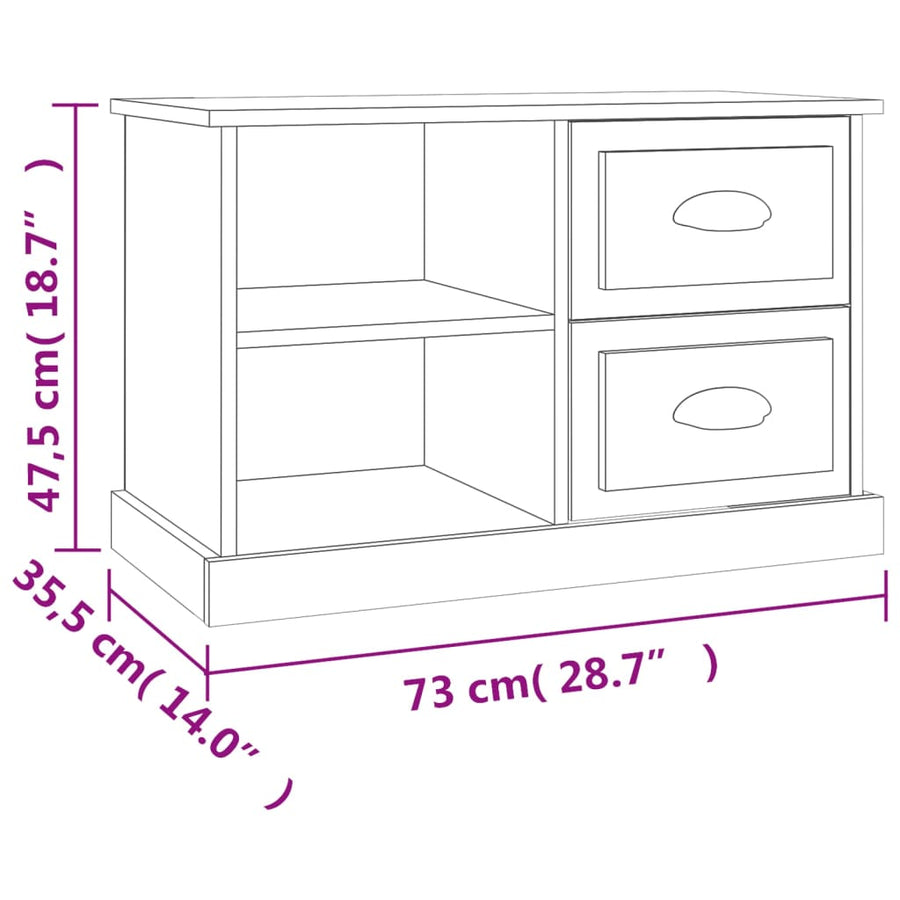 Tv-meubel 73x35,5x47,5 cm bewerkt hout hoogglans wit