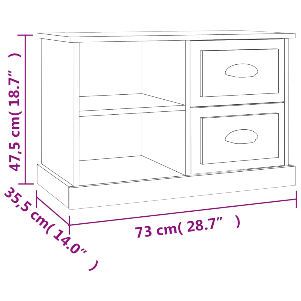 Tv-Meubel 73X35,5X47,5 Cm Bewerkt Hout 73 x 35.5 x 47.5 cm Betongrijs