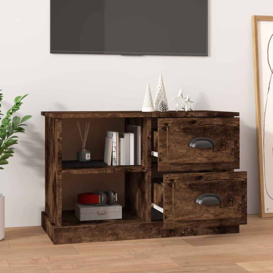 Tv-Meubel 73X35,5X47,5 Cm Bewerkt Hout Kleurig 73 x 35.5 x 47.5 cm Gerookt eiken