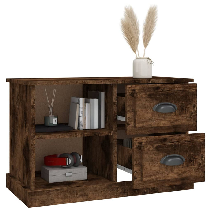 Tv-Meubel 73X35,5X47,5 Cm Bewerkt Hout Kleurig 73 x 35.5 x 47.5 cm Gerookt eiken