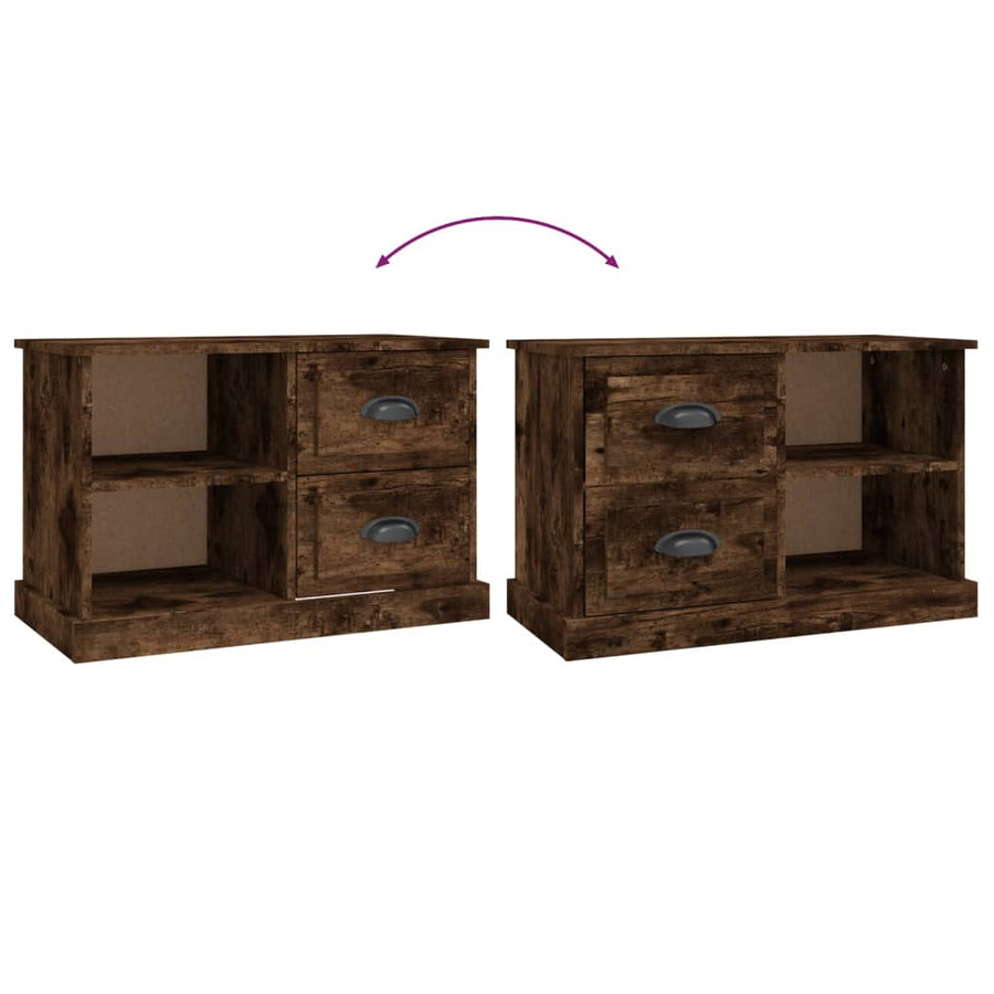 Tv-Meubel 73X35,5X47,5 Cm Bewerkt Hout Kleurig 73 x 35.5 x 47.5 cm Gerookt eiken