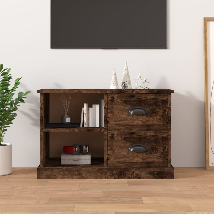 Tv-Meubel 73X35,5X47,5 Cm Bewerkt Hout Kleurig 73 x 35.5 x 47.5 cm Gerookt eiken