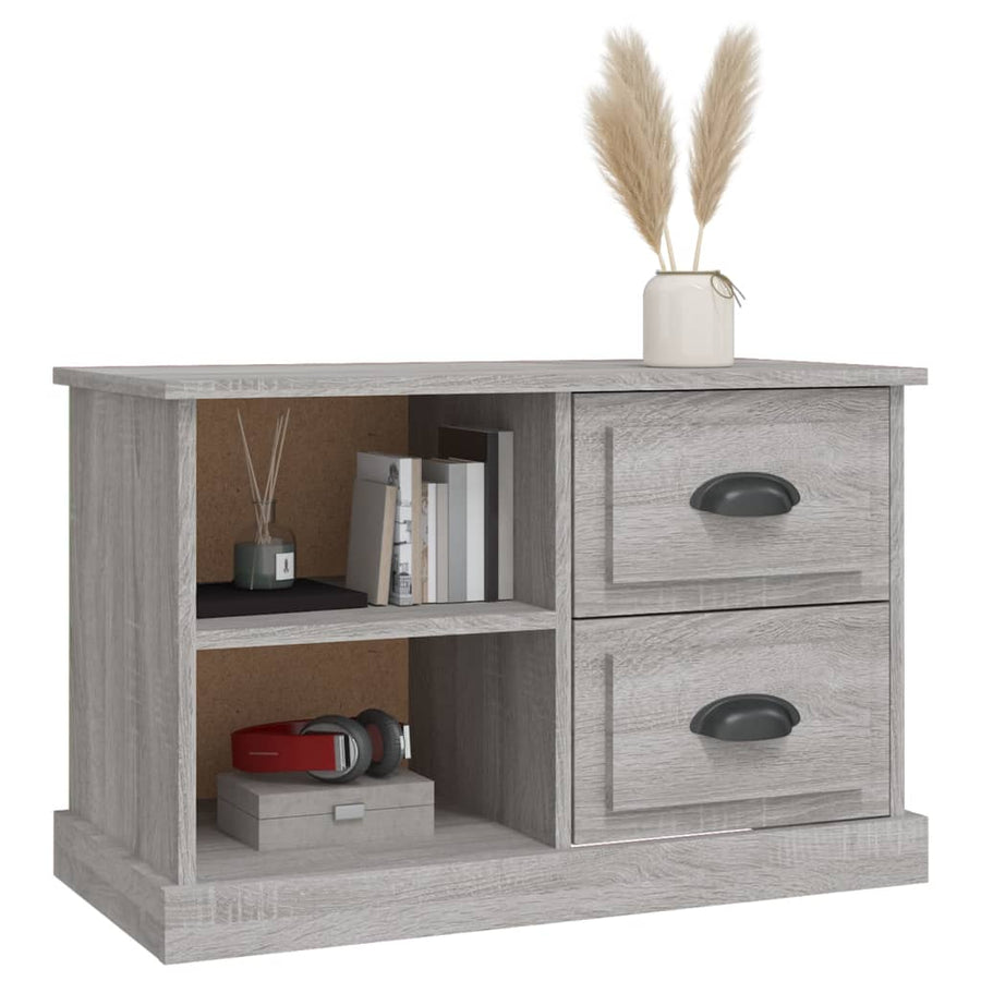 Tv-Meubel 73X35,5X47,5 Cm Bewerkt Hout Eikenkleur 73 x 35.5 x 47.5 cm Grijs sonoma