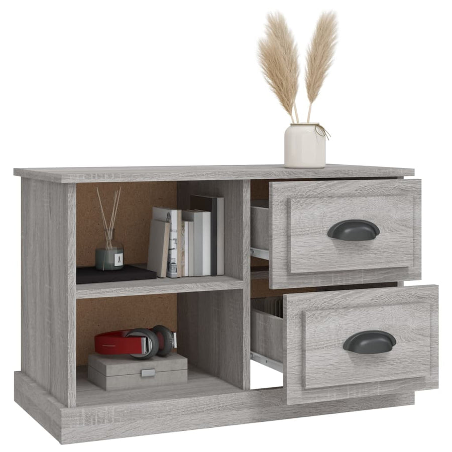 Tv-Meubel 73X35,5X47,5 Cm Bewerkt Hout Eikenkleur 73 x 35.5 x 47.5 cm Grijs sonoma
