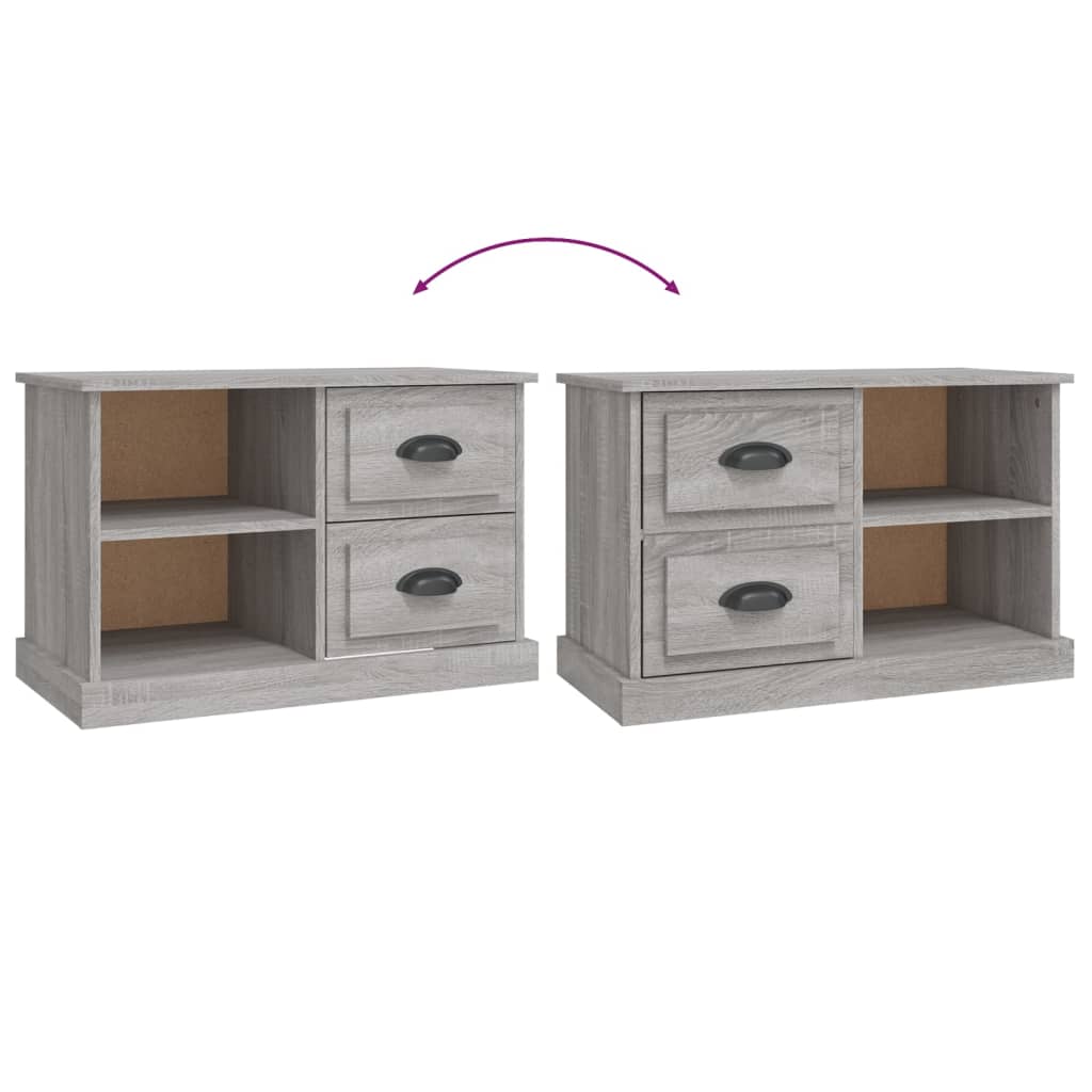 Tv-Meubel 73X35,5X47,5 Cm Bewerkt Hout Eikenkleur 73 x 35.5 x 47.5 cm Grijs sonoma