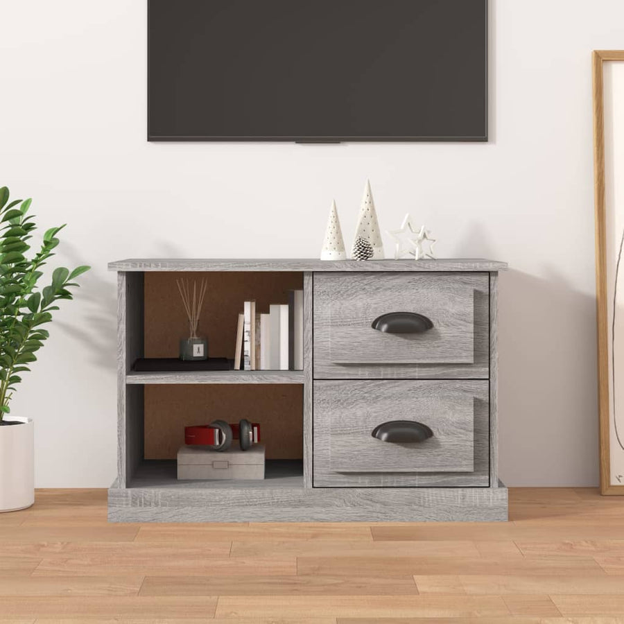 Tv-Meubel 73X35,5X47,5 Cm Bewerkt Hout Eikenkleur 73 x 35.5 x 47.5 cm Grijs sonoma