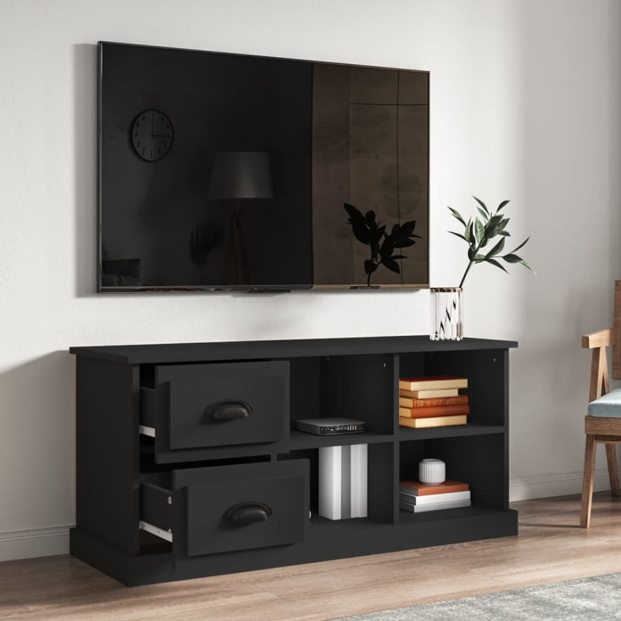 Tv-Meubel 02X35,5X47,5 Cm Bewerkt Hout 102 x 35.5 x 47.5 cm Zwart