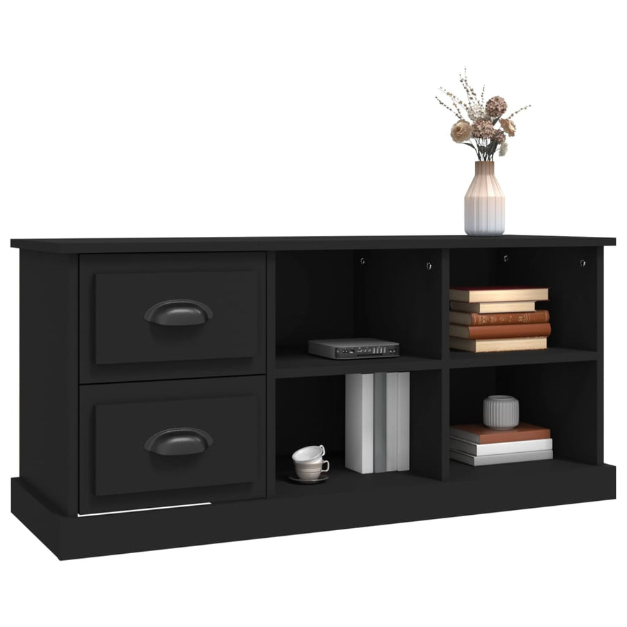Tv-Meubel 02X35,5X47,5 Cm Bewerkt Hout 102 x 35.5 x 47.5 cm Zwart