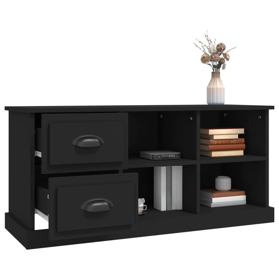 Tv-Meubel 02X35,5X47,5 Cm Bewerkt Hout 102 x 35.5 x 47.5 cm Zwart