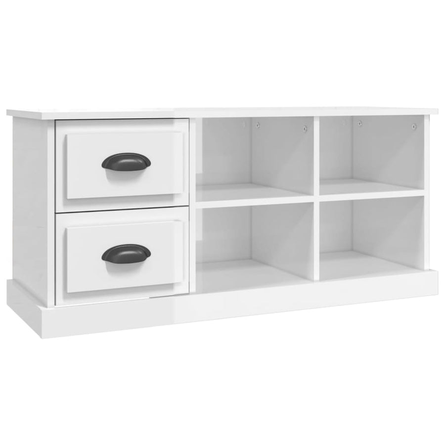 Tv-Meubel 02X35,5X47,5 Cm Bewerkt Hout 102 x 35.5 x 47.5 cm Hoogglans wit