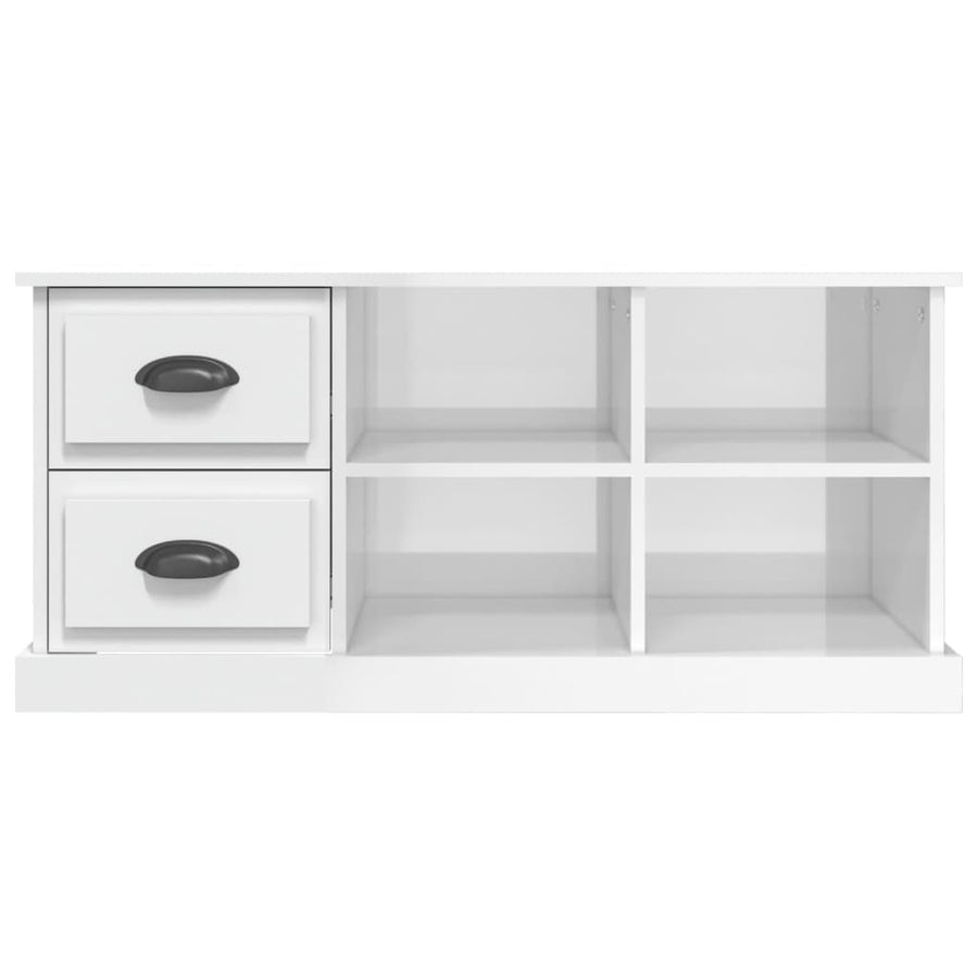 Tv-Meubel 02X35,5X47,5 Cm Bewerkt Hout 102 x 35.5 x 47.5 cm Hoogglans wit
