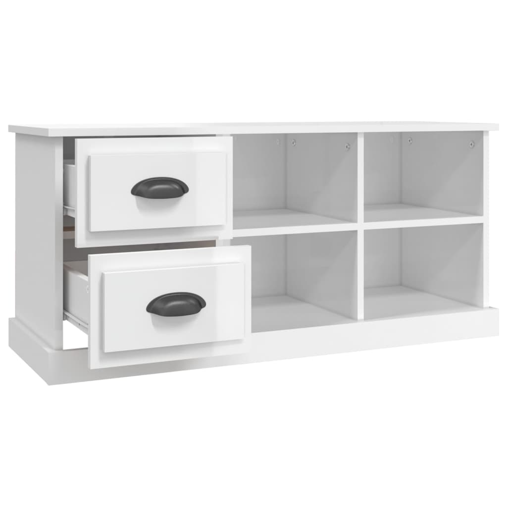 Tv-Meubel 02X35,5X47,5 Cm Bewerkt Hout 102 x 35.5 x 47.5 cm Hoogglans wit