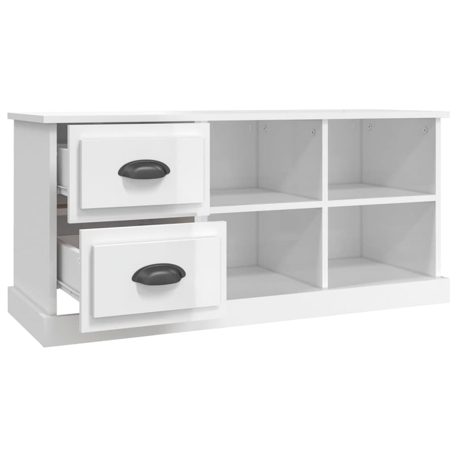 Tv-Meubel 02X35,5X47,5 Cm Bewerkt Hout 102 x 35.5 x 47.5 cm Hoogglans wit