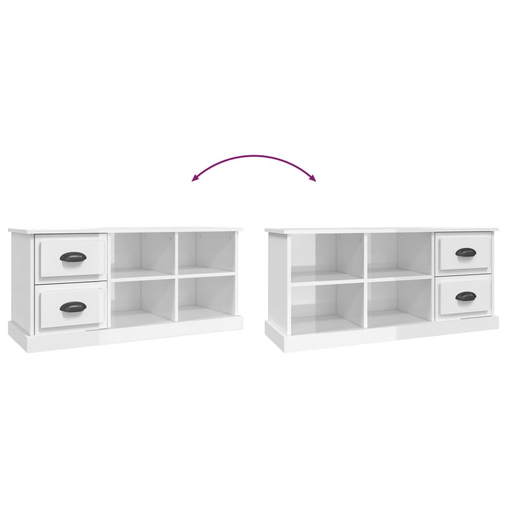 Tv-Meubel 02X35,5X47,5 Cm Bewerkt Hout 102 x 35.5 x 47.5 cm Hoogglans wit