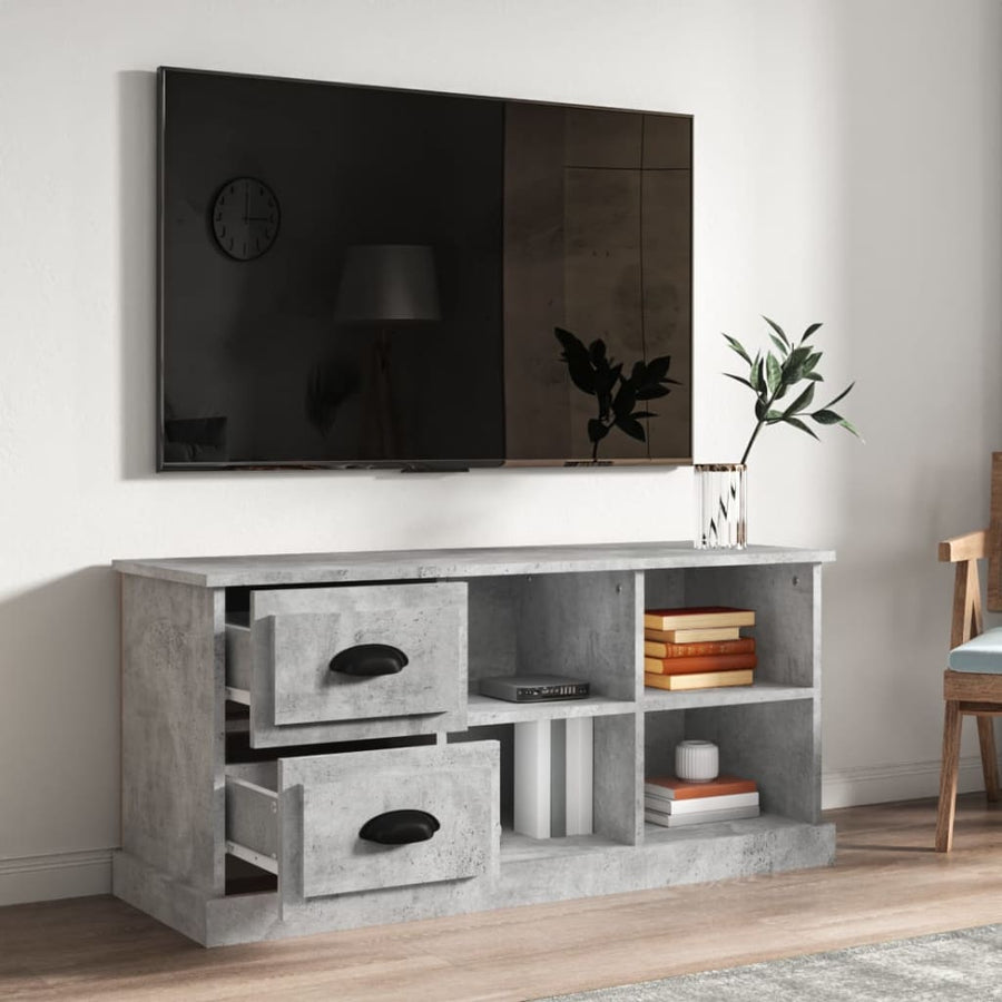 Tv-Meubel 02X35,5X47,5 Cm Bewerkt Hout 102 x 35.5 x 47.5 cm Betongrijs