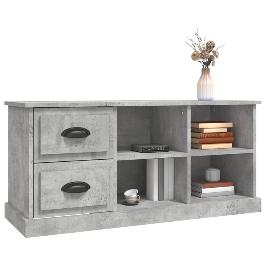 Tv-Meubel 02X35,5X47,5 Cm Bewerkt Hout 102 x 35.5 x 47.5 cm Betongrijs