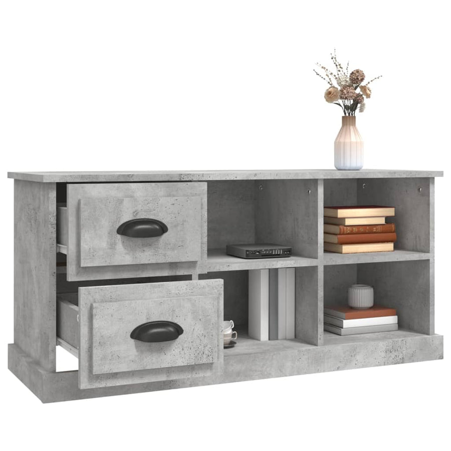 Tv-Meubel 02X35,5X47,5 Cm Bewerkt Hout 102 x 35.5 x 47.5 cm Betongrijs