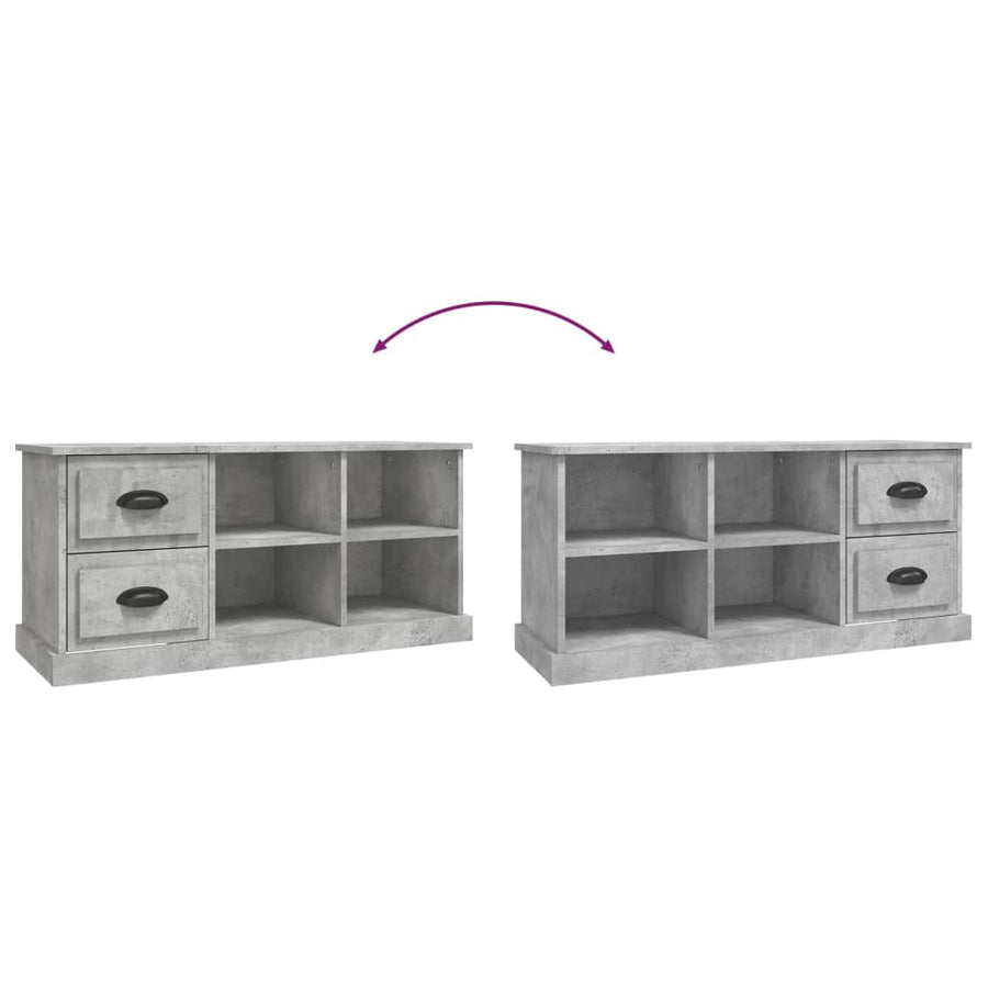 Tv-Meubel 02X35,5X47,5 Cm Bewerkt Hout 102 x 35.5 x 47.5 cm Betongrijs