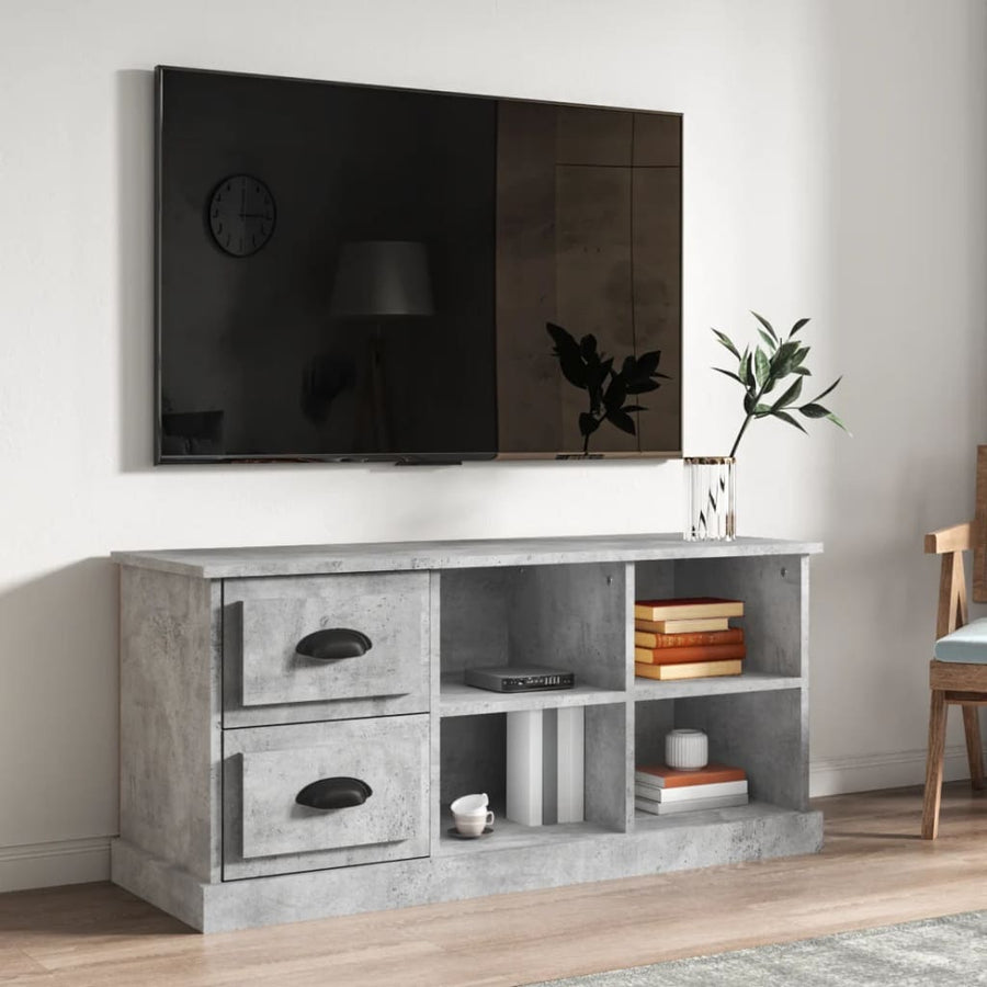 Tv-Meubel 02X35,5X47,5 Cm Bewerkt Hout 102 x 35.5 x 47.5 cm Betongrijs