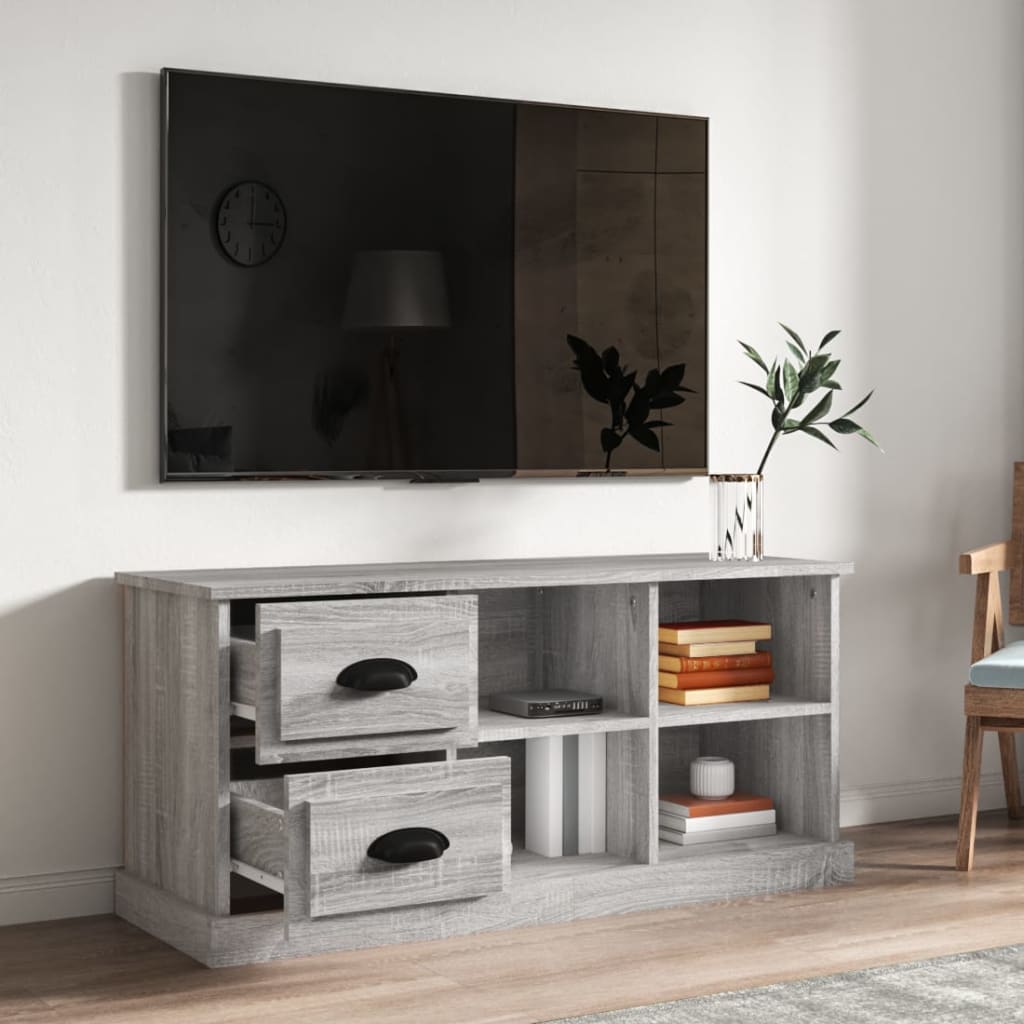 Tv-Meubel 02X35,5X47,5 Cm Bewerkt Hout Eikenkleur 102 x 35.5 x 47.5 cm Grijs sonoma
