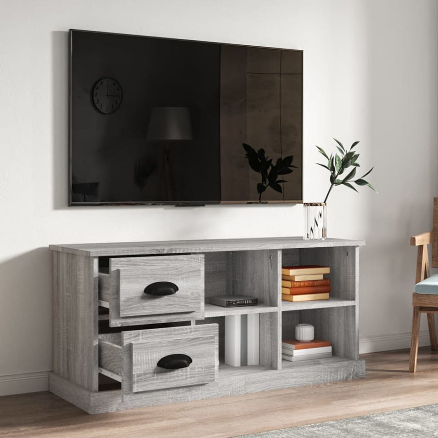 Tv-Meubel 02X35,5X47,5 Cm Bewerkt Hout Eikenkleur 102 x 35.5 x 47.5 cm Grijs sonoma