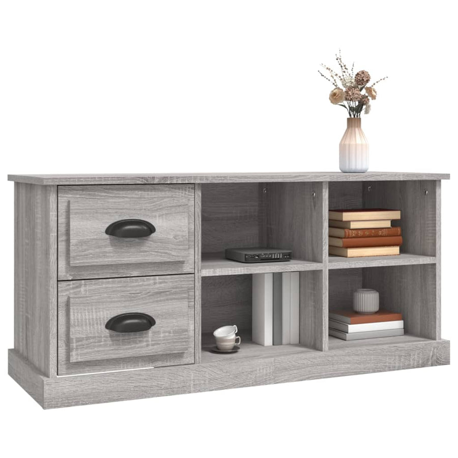 Tv-Meubel 02X35,5X47,5 Cm Bewerkt Hout Eikenkleur 102 x 35.5 x 47.5 cm Grijs sonoma