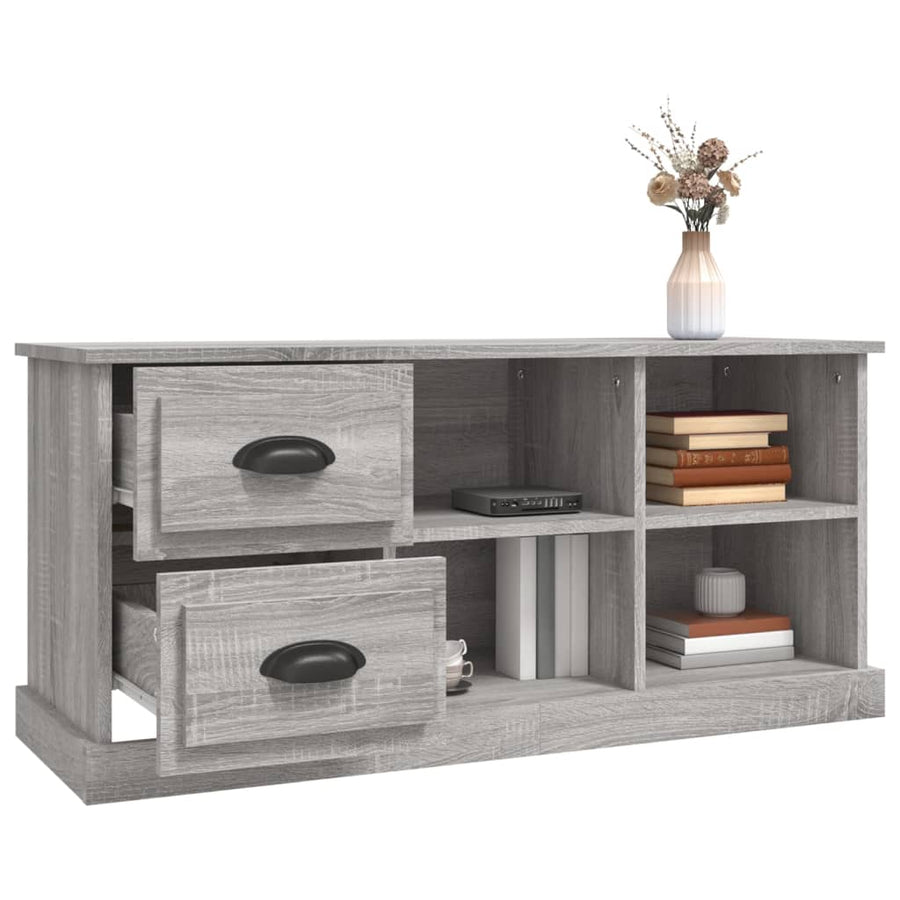 Tv-Meubel 02X35,5X47,5 Cm Bewerkt Hout Eikenkleur 102 x 35.5 x 47.5 cm Grijs sonoma