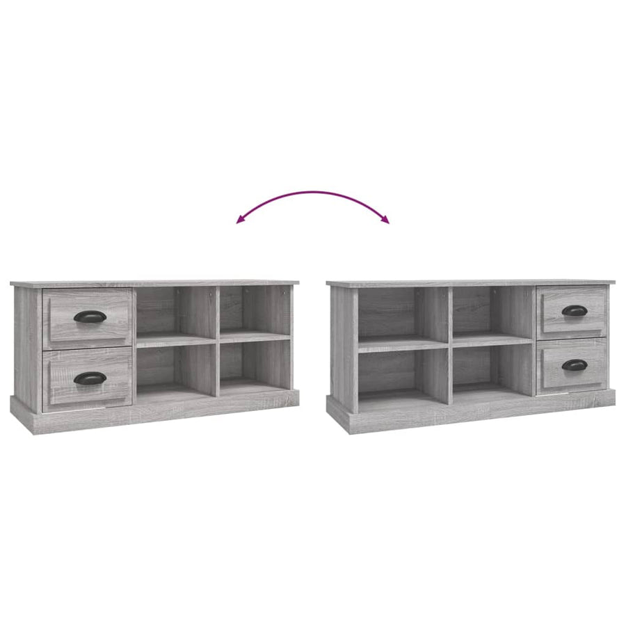 Tv-Meubel 02X35,5X47,5 Cm Bewerkt Hout Eikenkleur 102 x 35.5 x 47.5 cm Grijs sonoma