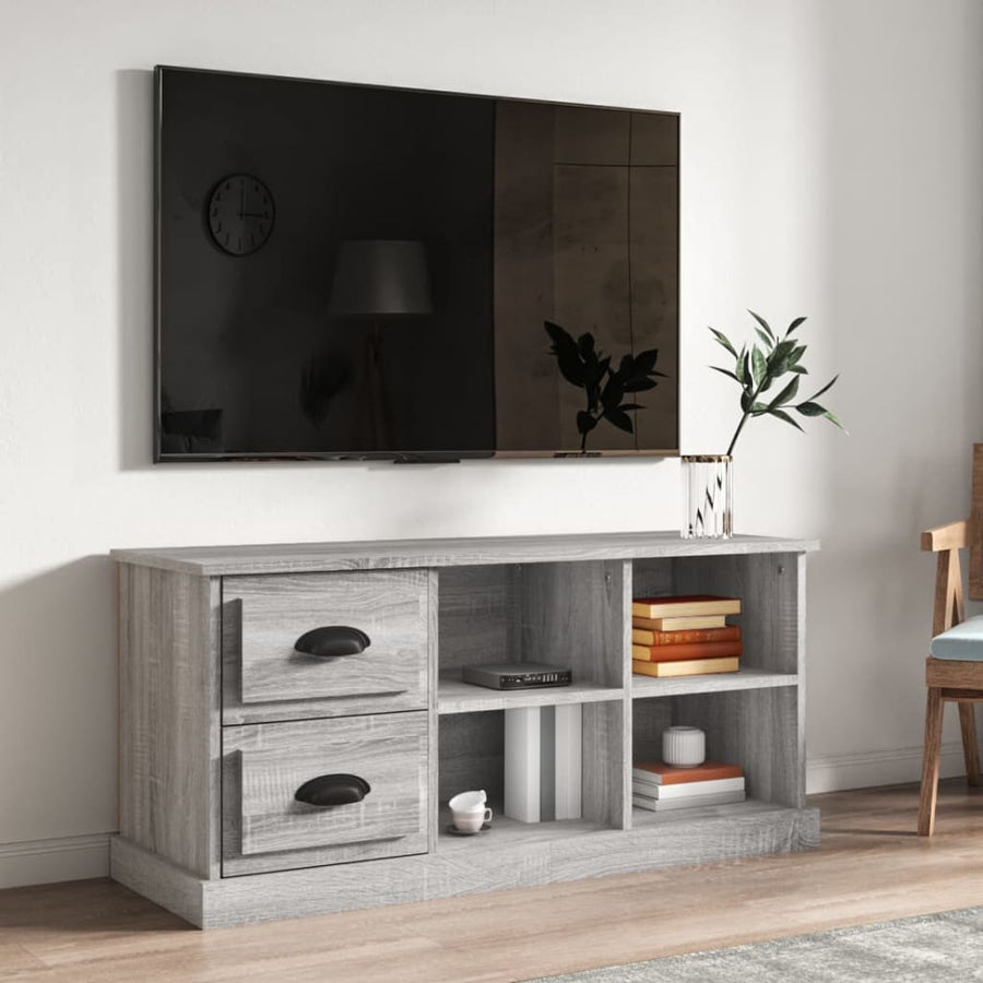 Tv-Meubel 02X35,5X47,5 Cm Bewerkt Hout Eikenkleur 102 x 35.5 x 47.5 cm Grijs sonoma