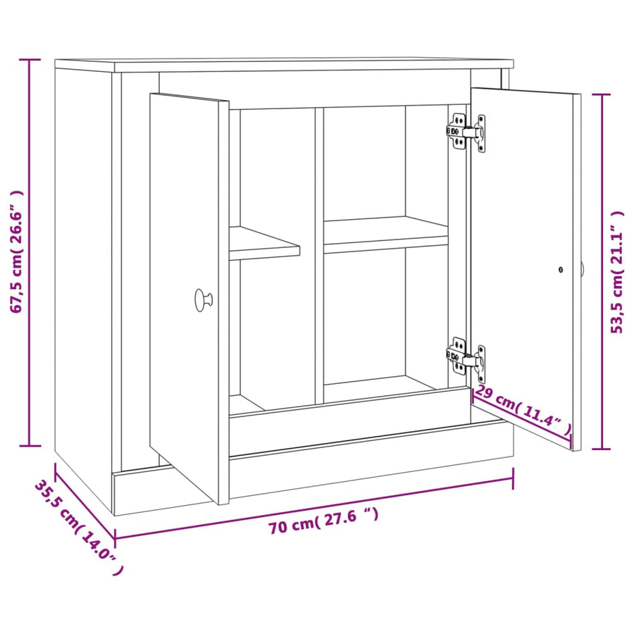 Dressoir 70X35,5X67,5 Cm Bewerkt Hout Wit