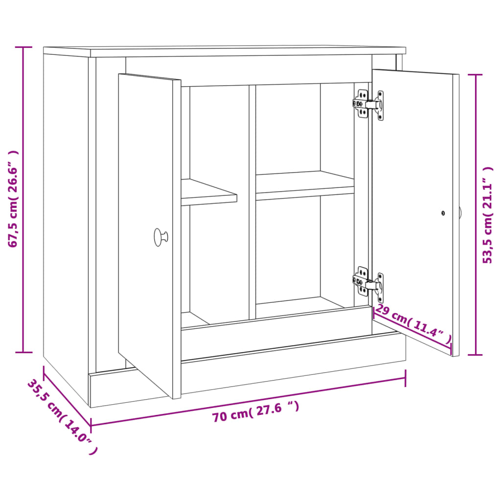 Dressoir 70X35,5X67,5 Cm Bewerkt Hout Betongrijs