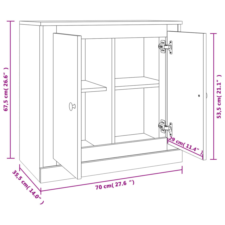 Dressoir 70X35,5X67,5 Cm Bewerkt Hout Betongrijs