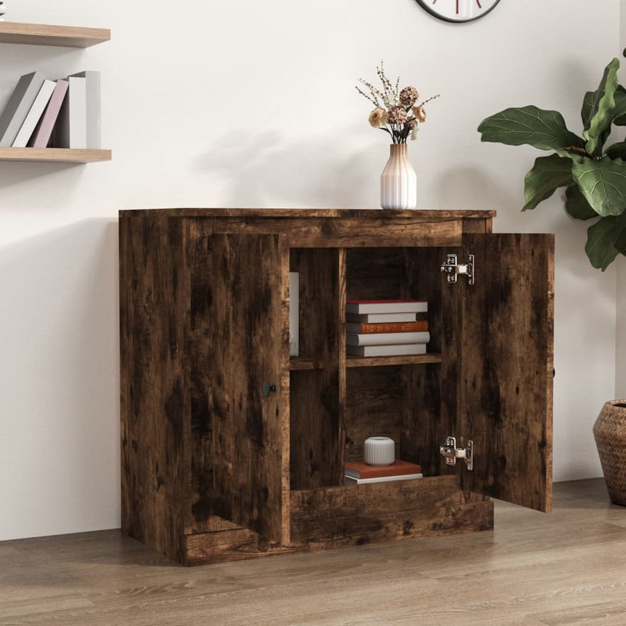 Dressoir 70X35,5X67,5 Cm Bewerkt Hout Kleurig Gerookt eiken