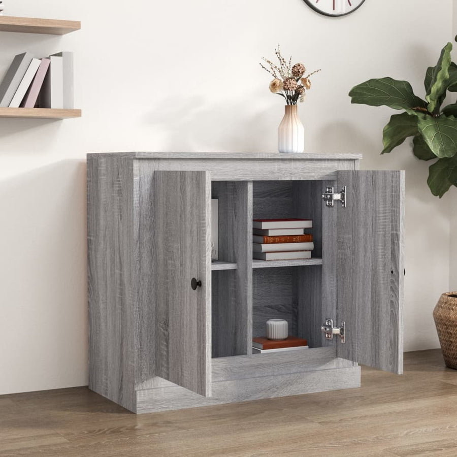 Dressoir 70X35,5X67,5 Cm Bewerkt Hout Eikenkleurig Grijs sonoma