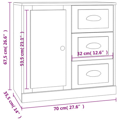 Dressoir 70X35,5X67,5 Cm Bewerkt Hout Wit