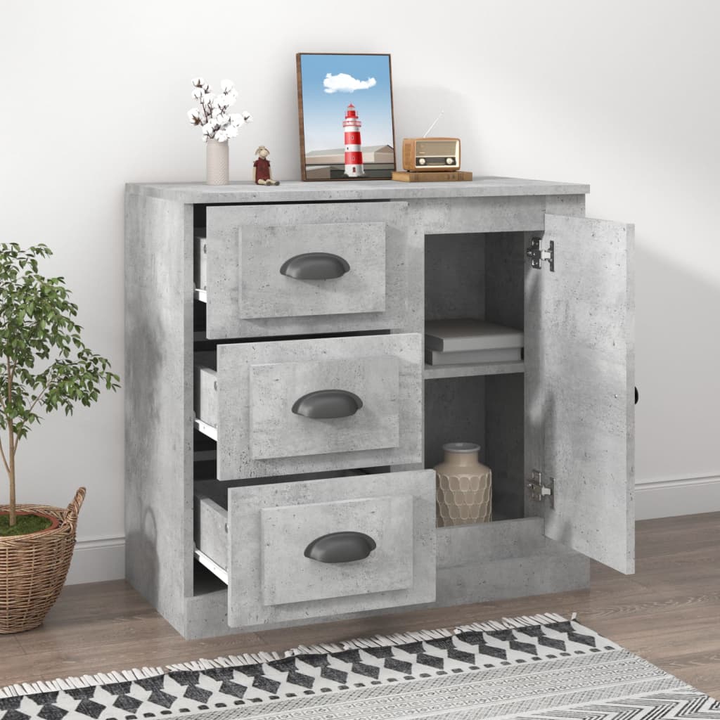 Dressoir 70X35,5X67,5 Cm Bewerkt Hout Betongrijs
